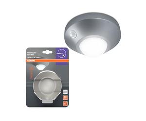 OSRAM Plafoniera NIGHTLUX, argento, con sensore di movimento e luce, funzionamento a batteria, IP20, 105 lm, 4000K, facile da installare e alloggiamento robusto.