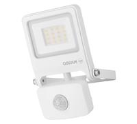 OSRAM Proiettore LED ENDURA FLOOD PC 10W con sensore, bianco caldo 3000K, 1000 lumen, proiettore bianco IP44, sensore IR, 9m, funzione tempo/lux, bianco