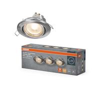 OSRAM Set di faretti da incasso GU10, 4.5W 2700K bianco caldo, orientabile, Alluminio Satinato Nichel, GU10 incluso