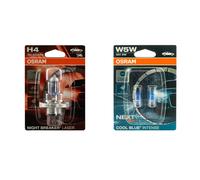 OSRAM Set H4+W5W Duopack Notte Breaker Laser Cool Blu Intense Indicatore