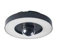 OSRAM SMART+ CIRCLE lampada da parete e soffitto da esterno con telecamera e altoparlante, luce LED bianca calda (3000K), grigio scuro, scheda di memoria, tecnologia Smart WiFi