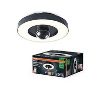 OSRAM SMART+ CIRCLE lampada da parete e soffitto da esterno con telecamera e altoparlante, luce LED bianca calda (3000K), grigio scuro, scheda di memoria, tecnologia Smart WiFi