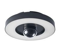 OSRAM SMART+ CIRCLE lampada da parete e soffitto da esterno con telecamera e altoparlante, luce LED bianca calda (3000K), grigio scuro, scheda di memoria, tecnologia Smart WiFi
