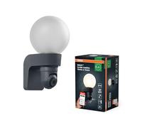 OSRAM SMART+ OUTDOOR Globe Camera applique da esterno con telecamera e altoparlante, attacco E27, funzione track&trace, robusto diffusore in vetro, memory card, tecnologia smart WiFi, IP44