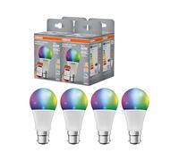 OSRAM SMART+ RGBW, lampada LED B22d con Matter over Wifi, appositamente progettata per ALEXA, sostituisce 60W, 2700-6500K, 16 milioni di colori RGB, confezione da 4 (non compatibile con app SMART+)