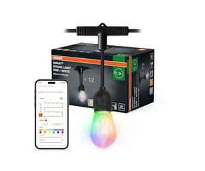 OSRAM SMART+ String catena di luci WiFi da esterno | SMART+ String Light, Party Lighting Special and Mood Light, Black, dia, 15000 h, confezione da 1