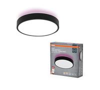 OSRAM SMART+ Wifi Orbis lampada a soffitto decorativa con illuminazione principale e di sfondo in nero, dimmerabile, con TW e RGB, materiale di montaggio incluso, protezione IP20