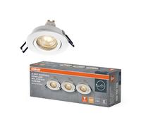 OSRAM Spot Set Faretto LED da incasso DIM Flexible 3,7W Bianco, 2700K Bianco caldo, Alluminio, Dimmerabile Montaggio a scatto, Set di 3