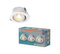 OSRAM Spot Set Faretto LED da incasso DIM IP44 4,9W Bianco, set da 3 faretti da bagno dimmerabili orientabili, bianco caldo 2700K