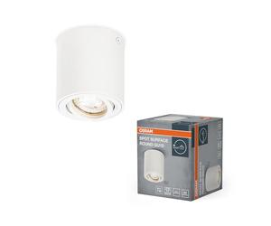 OSRAM Spot Surface faretto rotondo da soffitto, bianco, con attacco GU10, compatibile con lampada normale o smart, angolo di emissione della luce flessibile, protezione IP20, alta qualità