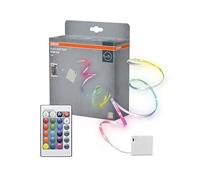 OSRAM Strisce flessibili colorate a batteria per l'utilizzo in vari ambienti, con telecomando, 5 m, rosso-verde-blu, dimmerabili, IP20, bianco, plastica, sorgenti luminose non sostituibili