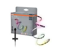 OSRAM Striscia LED FLEX AUDIO TV 2M RGB, nera, 3,7W, 50lm, ricevitore audio integrato, sensore di colore, lunga durata, facile da installare, con porta USB, autoadesiva, IP20