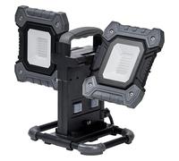 OSRAM VAL FLEX Faro da lavoro a LED, grigio scuro/nero, 2x30W, 6450lm, colore della luce bianco freddo, con teste ruotabili di 270° in verticale e di 180° in orizzontale, con cavo, IP54, 6500K.