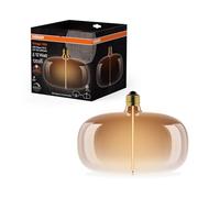 OSRAM Vintage 1906 Big Elipse è una lampada LED dimmerabile con filamento a forma di ellisse. Offre 4 W per 120 lm, attacco E27, vetro tea brown, diametro 215 mm, resa cromatica CRI 80, 1800 K.