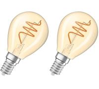 OSRAM Vintage 1906 Classic è una a luce bianca calda con un filamento a spirale dalla classica forma a mini sfera. Offre 4,9 W, 470 lm, attacco E14, vetro color oro, diametro 45 mm, 2200 K.