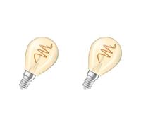 OSRAM Vintage 1906 Classic è una lampada LED bianca calda, dimmerabile, a forma di mini sfera con filamento a spirale. Offre 4,9 W per 470 lm, attacco E14, vetro color oro, diametro 45 mm, 2200 K.