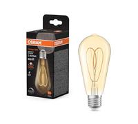 OSRAM Vintage 1906 Edison è una lampada LED bianca calda dimmerabile a forma di lampadina Edison con filamento. Offre 8 W per 806 lm, attacco E27, vetro color oro, diametro 64 mm, 2200 K, EEK F.