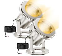 OSREE 6W Luci per Laghetto 2700K, Acciaio Inossidabile SS316 Faretti per Laghetto Faretti per Laghetto con Cavo 4,5M, IP68 Luci Laghetto Immersione per Fontana, Cascata, Laghetto da Giardino, 2er-Pack
