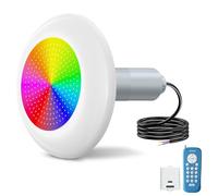 OSREE Luci Piscina LED con Filettatura 2", 15W Lampade Piscina RGB Multicolore con Telecomando, 600lm, Ø190mm, 12V AC Riempito Resina Faro per Piscinas Prefabbricate Vetroresina Fuori Terra Acciaio