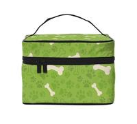 Ossa della zampa di cane verde, Borsa per il trucco Borsa per cosmetici Borsa da toilette da viaggio portatile Astuccio per matite Astuccio da toilette