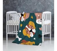 Ossa di cani carini, zampe di cucciolo, cuori d'amore colorati,Coperta morbida, calda, anti-pilling, in flanella, peluche, 76 x 127 cm