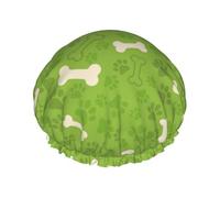 Ossa di zampa di cane verde,Cuffia da doccia, cuffia da notte, doppio strato, impermeabile, elastica, riutilizzabile.
