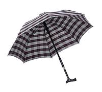 Ossenberg 3030, ombrellone doppio con manico in Fritz a quadri, altezza regolabile da 87 a 95 cm, colore marrone