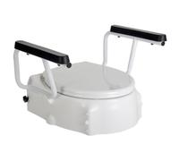 OSSENBERG Rialzo per sedile WC con braccioli e coperchio, sedile WC rialzato, per anziani, cure e persone con mobilità, antiscivolo, igienico e facile da montare
