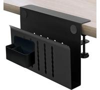 osseph Organizer da scrivania con morsetto, con portapenne, senza trapano, regolabile, da appendere sotto la scrivania, supporto per computer portatile, per la gestione dei cavi dei file, ufficio,