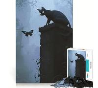 Osservatore dell'Ignoto, Gatto Nero e Farfalla Puzzle da 1000 pezzi per adolescenti Giocattolo che stimola la logica Antistress Bordo di qualità Articolo dei desideri di Babbo Natale (38x52cm)