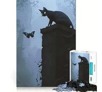 Osservatore dell'Ignoto, Gatto Nero e Farfalla Puzzle da 1000 pezzi per adulti Gioco di sfida per la mente Gioco al chiuso Opera d'arte di precisione (50x75cm)