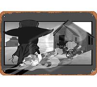 Ossi - The Lightbulb - Western Duell - stile cartone animato anni '30, cultura pop città e architettura, concept art classico uomo grotta decorazione artistica da parete 20,3 x 30,5 cm targa in