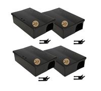 Ossian MASTERBOX Trappola per Ratti e Topi con Chiave - Contenitore per Esche Topicida Professionale HACCP, Anti-Manomissione, per Interno ed Esterno, Sicura per Bambini e Animali 4 Pezzi