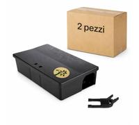 Ossian MASTERBOX Trappola per Ratti e Topi Grandi con Chiave 20 x 13,5 x 6 cm - Contenitore per Esche Topicida HACCP, Anti-Manomissione, Interno ed Esterno, Sicura per Bambini e Animali (2 PZ)