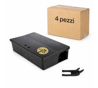 Ossian MASTERBOX Trappola per Ratti e Topi Grandi con Chiave 20 x 13,5 x 6 cm - Contenitore per Esche Topicida HACCP, Anti-Manomissione, Interno ed Esterno, Sicura per Bambini e Animali (4 PZ)