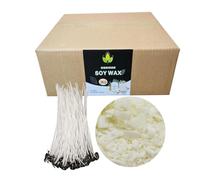 Ossidde Cera di Soia per Candele 3kg, Bianca Naturale Cera Soia di Alta qualità,Cera per Fabbricazione Candele,Omaggio Confezione 100 Stoppini in Cotone