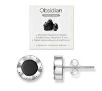 Ossidiana e madreperla orecchini in argento 925 per donne, con pietre naturali AAA, ipoallergenici e senza nichel, regalo con scatola e carta di significato, 10 mm, Argento, Ossidiana
