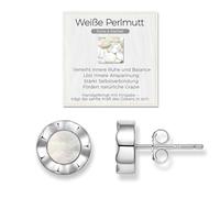 Ossidiana e madreperla orecchini in argento 925 per donne, con pietre naturali AAA, ipoallergenici e senza nichel, regalo con scatola e carta di significato, 10 mm, Argento, Madreperla