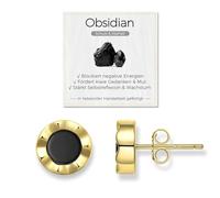 Ossidiana e madreperla orecchini in argento 925 per donne, con pietre naturali AAA, ipoallergenici e senza nichel, regalo con scatola e carta di significato, 10 mm, Argento, Ossidiana