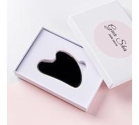 Ossidiana Naturale Gua Sha Raschietto Massaggio Rullo Guasha Strumento Massaggio Gouache Pietra Viso Rullo di Giada Massaggiatore Raschietto Viso,Black Roller decorazione della stanza (Color : Black