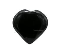 Ossidiana Nera Pietra di palma con cuore di cristallo - Pietra da massaggio tascabile per il bilanciamento naturale dei chakra del corpo, guarigione Reiki e griglia di cristallo