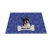 Osso Con Nome Cane Personalizzato, Adorabili Zampe E Ossa Del Cucciolo Di Bulldog Francese Blu Tappeti D'Ingresso Zerbino Di Benvenuto Resistente Tappeto Ingresso Casa Per Soggiorno Interno 40X60Cm