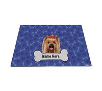 Osso Con Nome Cane Personalizzato, Adorabili Zampe E Ossa Di Yorkie Yorkshire Terrier Blu Zerbino Di Benvenuto Antisporco Tappeto Ingresso Casa Antiscivolo Tappeti D'Ingresso 40X60Cm