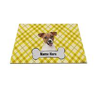 Osso Con Nome Cane Personalizzato, Cucciolo Felice Di Jack Russell Terrier, Reticolo Scozzese A Quadri Di Tappetini Porta Dingresso Tappetino Da Bagno Antiscivolo Tappeti D'Ingresso 40X60Cm