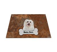 Osso Con Nome Cane Personalizzato, Simpatico Sfondo Con Motivo Arrugginito In Ferro Ruggine Maltese Tappeto Ingresso Casa Antisporco Tappetino Da Bagno Zerbino Di Benvenuto Per Balcone 40X60Cm