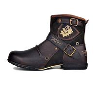 OSSTONE Chukka Stivali Cowboy Biker Boots Maschio Mens motociclo Botas cerniera su in Pelle Vitello Western retrò stile Uomo Caviglia Stivaletti Boots OS-5008-1-N-S,Pelle scamosciata marrone,US10.5