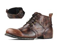 OSSTONE Marrone Winter Stivali da moto per uomo Caviglia camminare moda Pelle fleece inside Chukka Stivali Uomo Scarpa Casual OS-6015-2,fleece brown，US9.5(EU43)