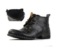 OSSTONE Nero Winter Stivali da moto per uomo Caviglia camminare moda Pelle fleece inside Chukka Stivali Uomo Scarpa Casual OS-6015-2,fleece black,US9(EU42.5)