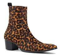 OSSTONE Stivaletto da Uomo Chukka crine di Cavallo Stivaletti firmati Scarpe Casual Tacco Chelsea Stivali Stampe di Leopardo OS-JY012-IT 8 Marrone Chiaro
