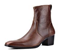 OSSTONE Stivaletto da Uomo Chukka in Pelle Stivaletti firmati Scarpe Casual Tacco Chelsea Stivali OS-JY002-Coffee-IT 9 caffè Marrone